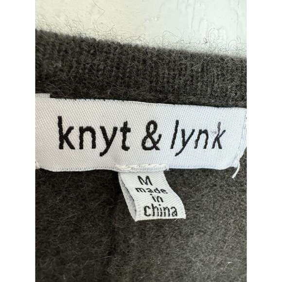 Knyt & Lynk 100% Cashmere Women’s Medium Sweater Tan Grey V Neck - Picture 2 of 9